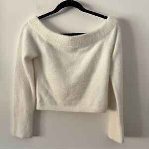 Good American Off-the-Shoulder Cream Sweater Small